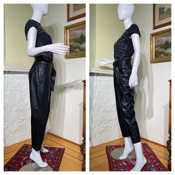NWOT Lucy Paris Londyn Faux Leather Belted Ankle Pants - Picture 4 of 16